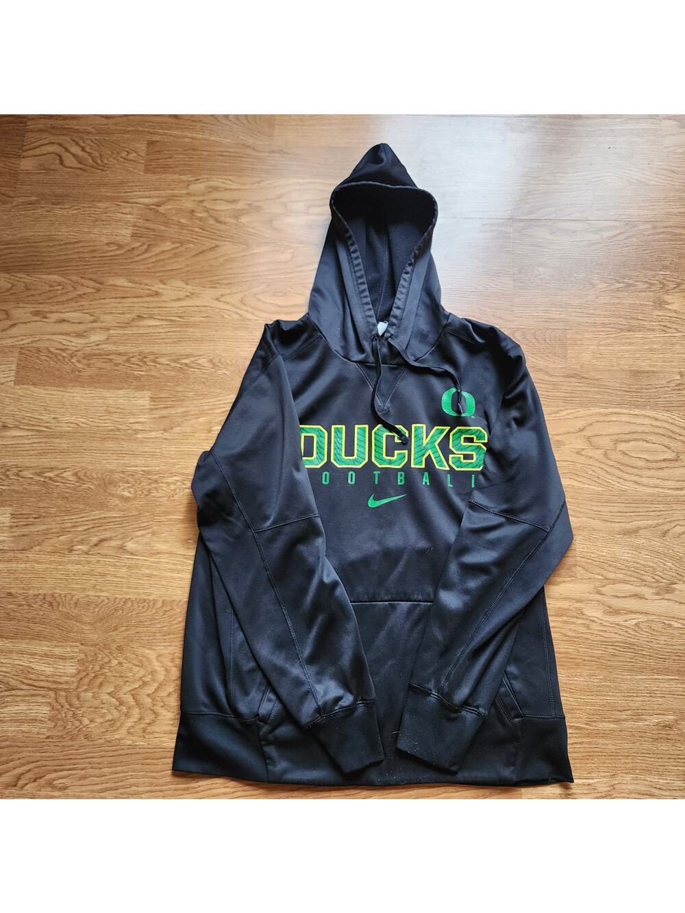 Oregon Ducks Hoodie Mens Size Large Black Nike Therma Fit Hooded Sweatshirt NCAA